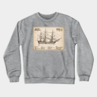 HMS Victory ship plans. Lord Nelson flagship - SD Crewneck Sweatshirt